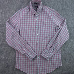J Crew Flex Washed Shirt Small Classic Red Blue Plaid Long Sleeve Button Down